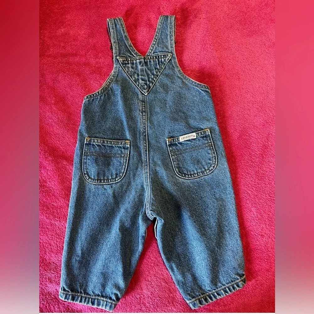 Vintage Sprocket Classic Kids Blue Denim Overalls with Front Bib.